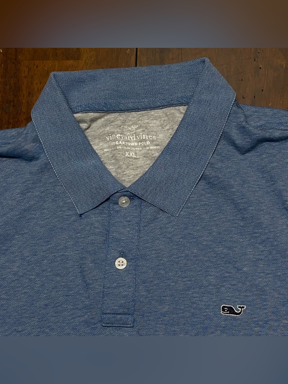 Vineyard Vines Edgartown Pima Cotton Blend Heather Blue Polo Shirt Mens 2XL